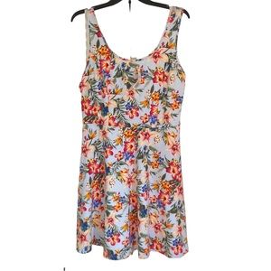 Women’s 1X Forever 21+ fit and flare skater dress tropical print with lace back